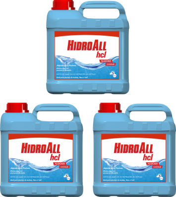 3 Algicida De Choque Para Piscinas Hcl Hidroall 5 Litros