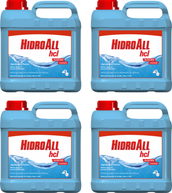 4 Algicida De Choque Para Piscinas Hcl Hidroall 5 Litros