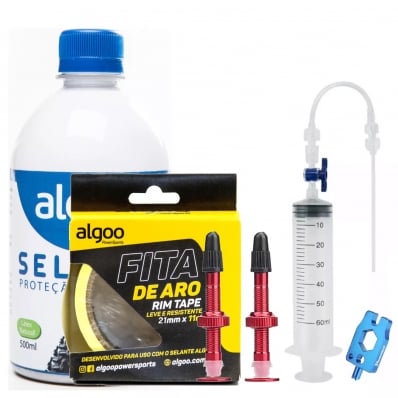 Selante + Fita De Aro Tubeless Algoo 21mm + Bico + Aplicador Vermelho