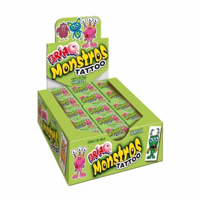 Chiclete Com Tatuagem Brinq Monstros Sabor Hortelã