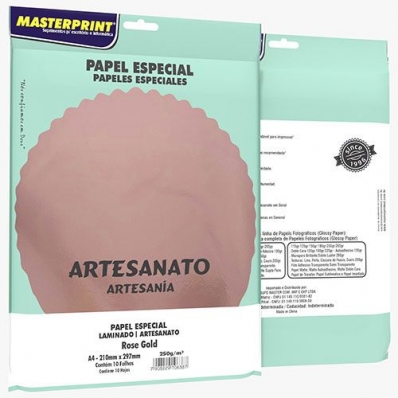 Papel A4 lamicote laminado 250g 10fls rose gold