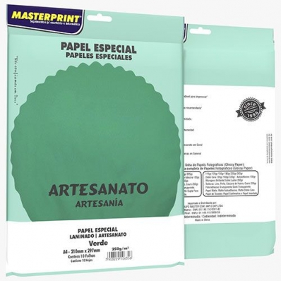 Papel A4 lamicote laminado 250g 10fls verde