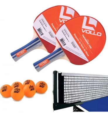 2 Raquetes De Ping Pong Vollo 6 Bolas 1 Star + Rede Alicate