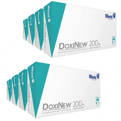 KIT 8 UN Antibiótico para Cães e Gatos Doxinew 200 mg 