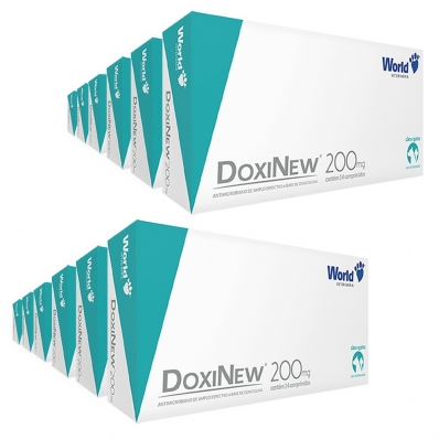 KIT 12 UN Antibiótico para Cães e Gatos Doxinew 200 mg 
