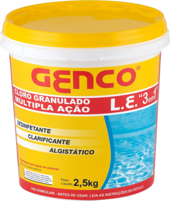 Balde De Cloro Granulado 3 Em 1 Piscina Genco 2,5kg