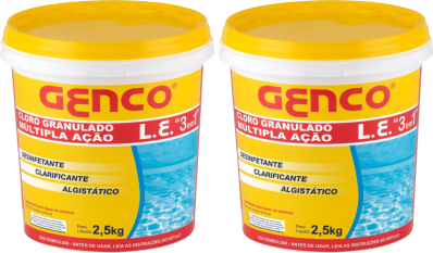2 Cloro 2,5kg Para Piscina Puro Multipla Ação 3 Em 1 Genco