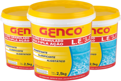 3 Cloro 2,5kg Para Piscina Puro Multipla Ação 3 Em 1 Genco