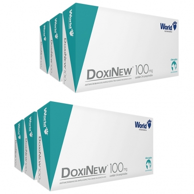 KIT 6 UN Antibiótico para Cães e Gatos Doxinew 100 mg c/ 14 Comp.