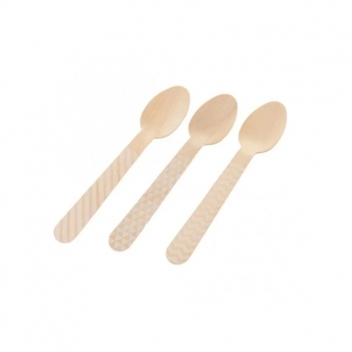 Colher Branca De Madeira 10un 14cm