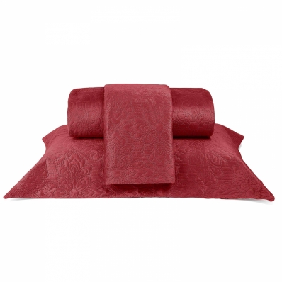 Kit Colcha Queen Micromink em Matelassê S/Costura C/Dois Porta Travesseiros Buettner Enos Vermelho