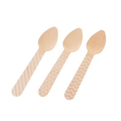 Colher De Sobremesa Branca De Madeira 10un 11cm