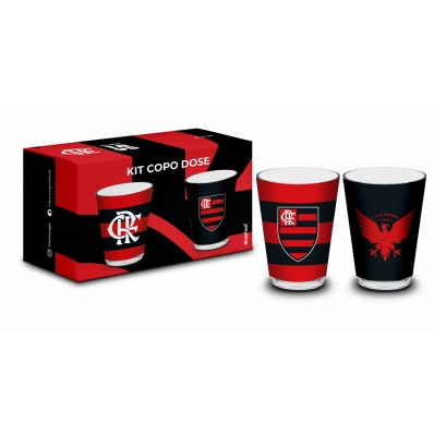 kit Copo Dose Vidro BrasFoot Flamengo 2 Unidades Iron 360 Licenciado 55ml Branco