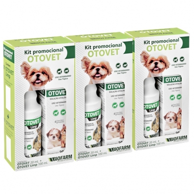 KIT 3 UN Kit Soluções Otológicas para Cães e Gatos Otovet Biofarm