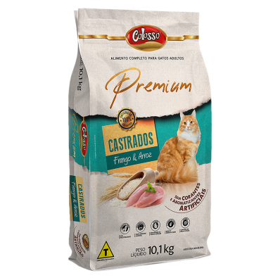 Alimento Gato Castrado Racao Colosso Premium Frango Arroz 10k