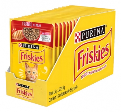 Kit 15 Sache Friskies Frango Ao Molho P/gatos Adultos - 85g