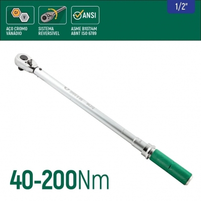 TORQUÍMETRO DE ESTALO 1/2 POL. 40-200 NM ST96312SC SATA