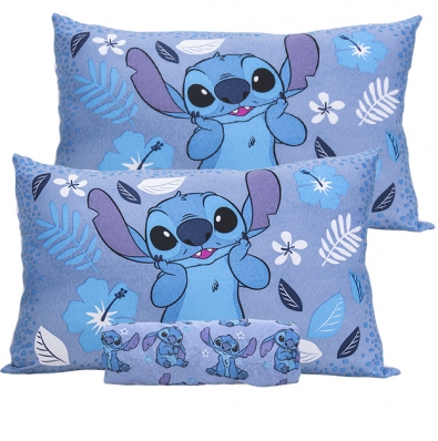 Jogo de Cama Portallar Casal Joy Malha Mista Estampado Disney Stitch 3 Pçs Azul