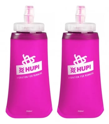 2x Garrafas Dobrável Soft Flash Hupi Running Run 350ml Rosa