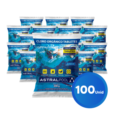  Kit 100 Pastilha Tablete Cloro Piscina 5 em 1 Multiação