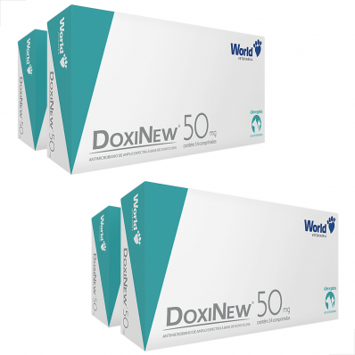 kit 4 UN Antibiótico para Cães e Gatos Doxinew 50 mg c/ 14 Comp.