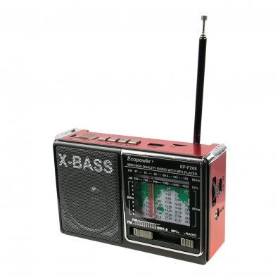 Radio Portatil Ecopower EP-F208 - USB/SD/Aux - AM/FM - Bluetooth - Marrom
