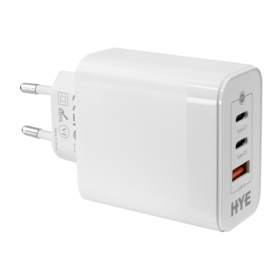 Carregador Hye HYEC79 - 65W - 2X Tipo c/USB - Bivolt - Branco