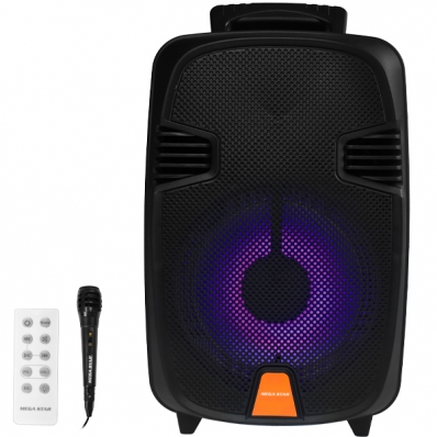 Caixa Karaoke Megastar SPA080BTC 8" 12.000 Watts P.M.P.O com Bluetooth/USB Bivolt - Preta