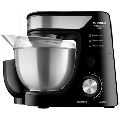Batedeira Planetaria Mondial Premium Inox BP-02P-B-Ti - 700W - 4.5L - Inox - 220V - Preto