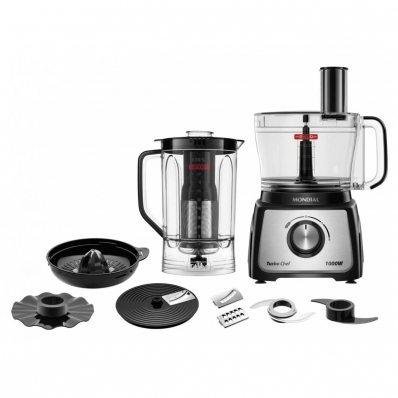 Multiprocessador Mondial Turbo Chef MPN-01BF - 1000W - 2.1L - 9 Em 1 - 110V - Preto