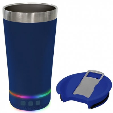 Copo Termico Prosper PC-07 de 473 ML com FM/Speaker/Bluetooth - Azul
