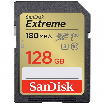 Cartao de Memoria SD de 128GB Sandisk Extreme SDSDXVA-128G-Gncin - Preto/Dourado