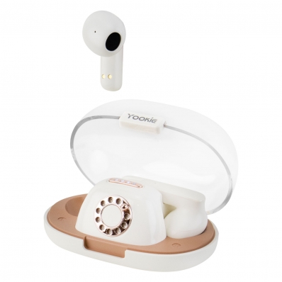 Fone de Ouvido Yookie YKS221 - Bluetooth - Branco e Marrom