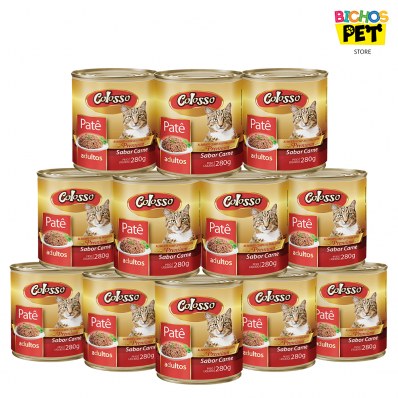 Pate Colosso Premium Gatos Adultos Sabor Carne 12Un 280g