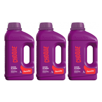 Kit 3 Algicida De Choque Domclor 1l Limpeza Para Piscina