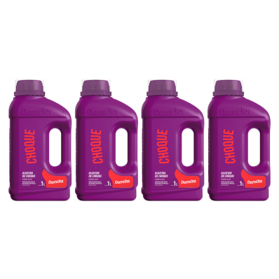 Kit 4 Algicida De Choque Domclor 1l Limpeza Para Piscina