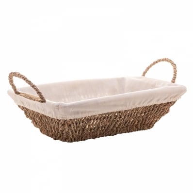 Cesta Retangular em Sisal com Forro em Tecido e Alça 29x19x12,5cm 