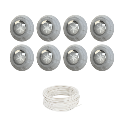 Kit 8 Refletor Led RGB 9W Para Piscina Luxpool Com Cabo 10M