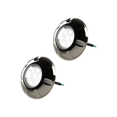 Kit 2 Refletor Inox Led RGB 9W Piscina Luxpool Com Cabo 10M