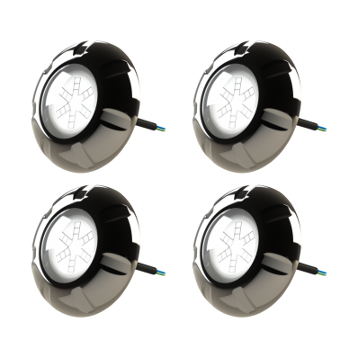 Kit 4 Refletor Inox Led RGB 9W Piscina Luxpool Com Cabo 10M