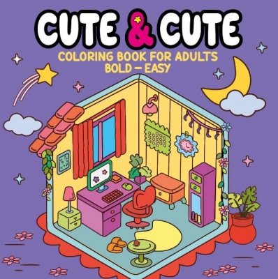 Cute & Comfy Coloring Book for Adults - Livro de colorir