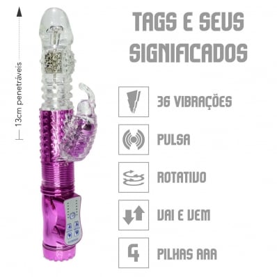 VIBRADOR ROTATIVO SOBE E DESCE 36 MODOS DE VIBRAÇÕES , 8 VELOCIDADES DE ROTAÇÕES COD.5170