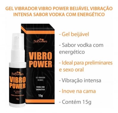 GEL VIBRANTE INTENSO BEIJÁVEL COM SABOR VODKA C/ ENERGÉTICO VIBRO POWER BLOW