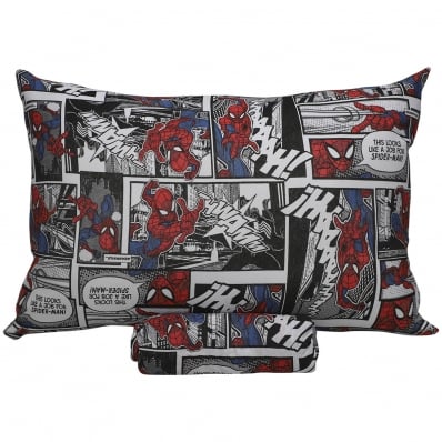 Jogo de Cama Portallar Solteiro Malha Mista Estampado Disney Marvel Spider Cartoon 2 Pçs Preto