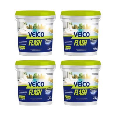 Kit 4 Balde Cloro Para Piscina Multiação Veico Flash 7,5kg