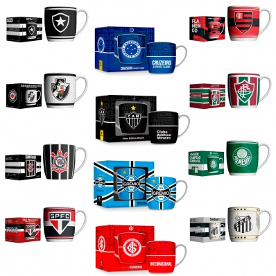CANECA DE PORCELANA URBAN 360ML TIMES DE FUTEBOL ALLMIX