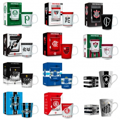 CANECA PORCELANA PREMIUM 280ML TIMES DE FUTEBOL BRASFOOT