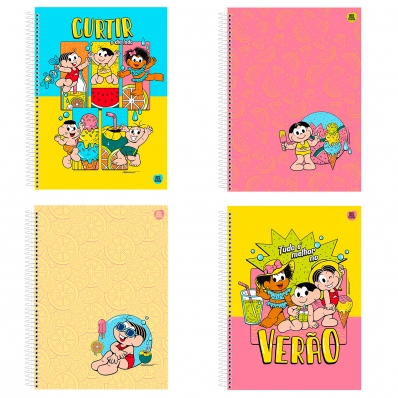 CADERNO UNIVERSITARIO CAPA DURA ESPIRAL 1 MATÉRIA 80 FOLHAS TURMA DA MÔNICA ANIMATIVA