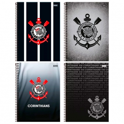 CADERNO UNIVERSITÁRIO ESPIRAL CAPA DURA 1 MATÉRIA 80 FOLHAS CORINTHIANS FORONI