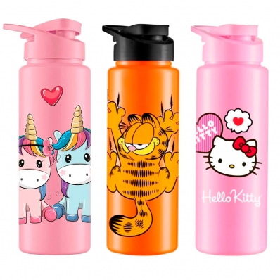 GARRAFA DE ÁGUA SQUEEZE COM ALÇA E TAMPA FLIP 750ML